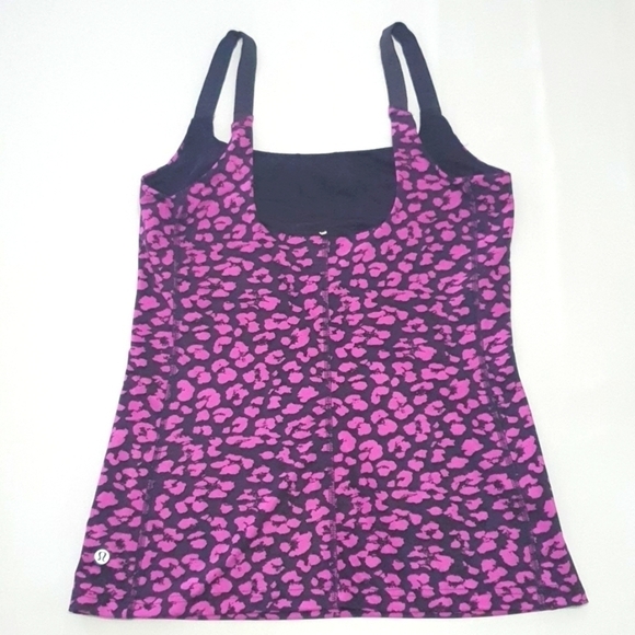 Lululemon Magenta Black Floral Tank top - Picture 5 of 8